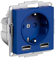 Розетка с заземлением +2xUSB тип A+A без рамки Systeme Electric AtlasDesign 1-м. аквамарин картинка
